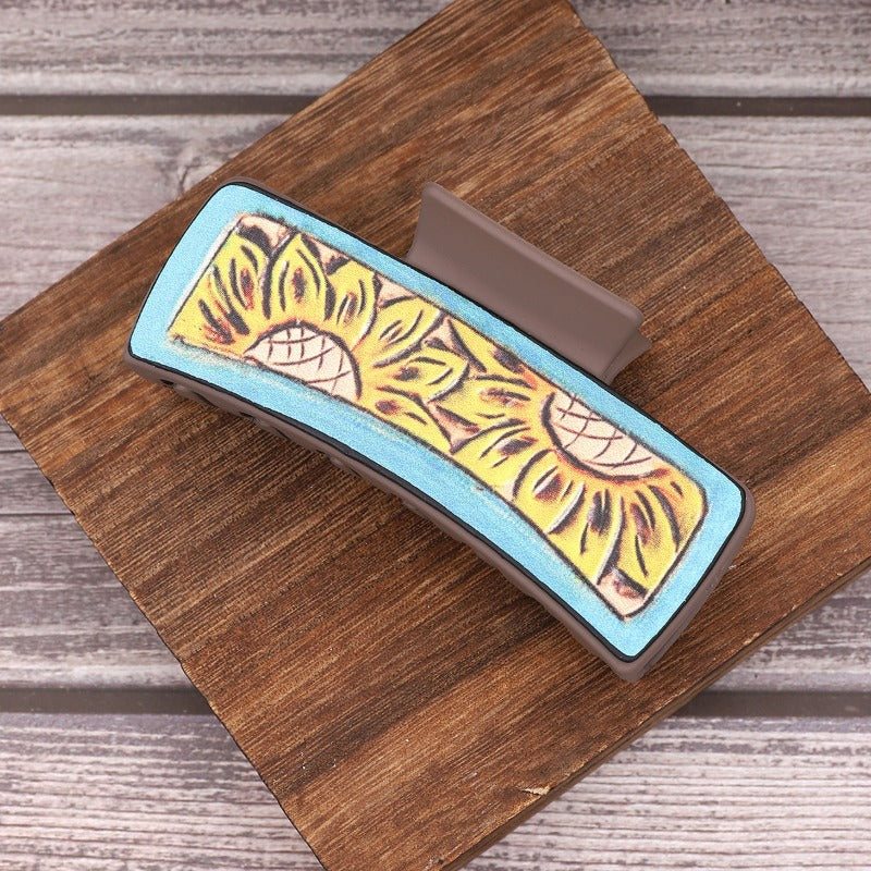 Wholesale Western Style Cactus Sunflower Pattern Grab Clip